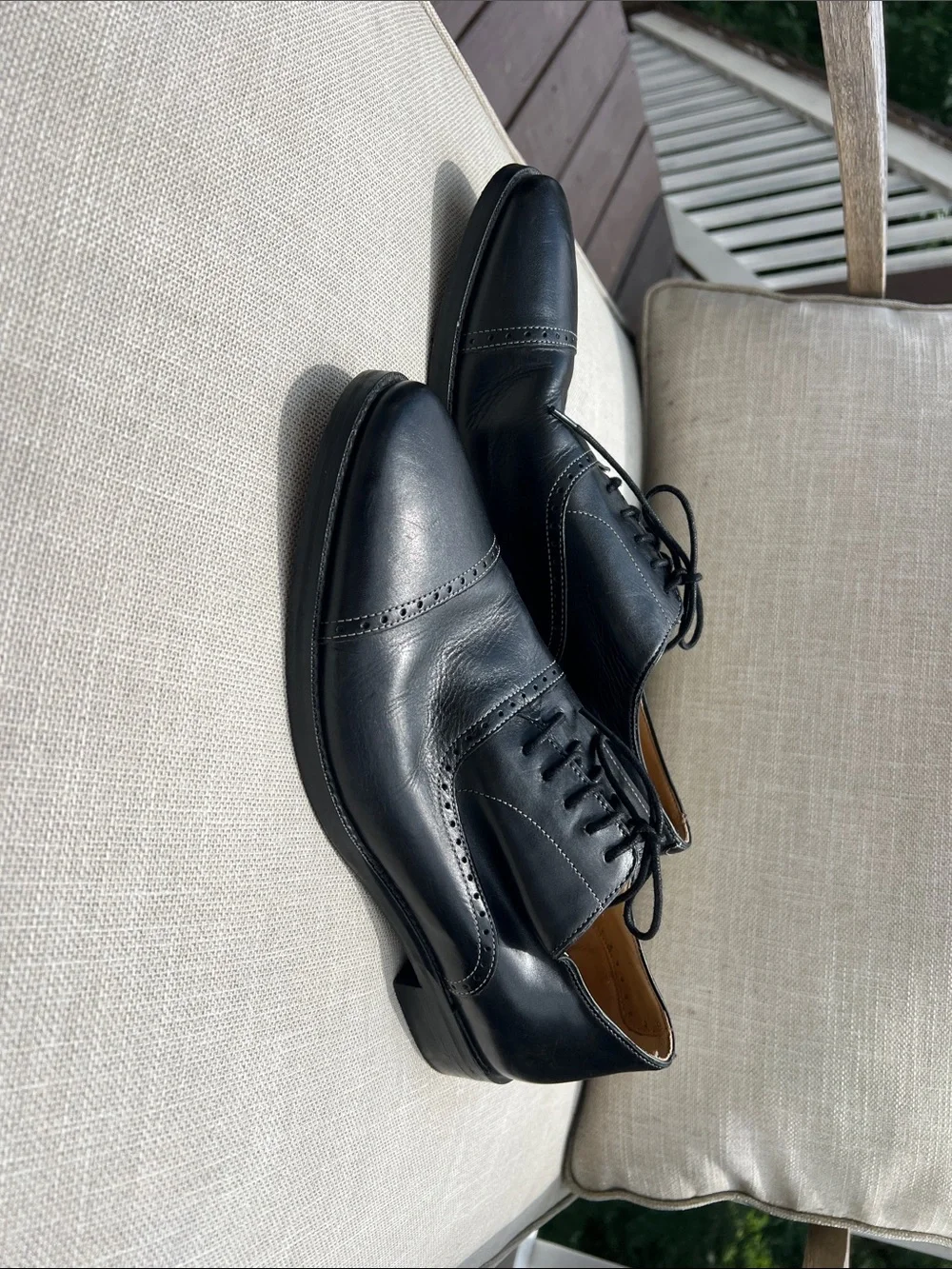 Cole Haan Black Leather Cap-Toe Oxford Dress Shoes